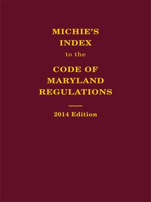 cover image of Michie's Index to the Code of Maryland Regulations